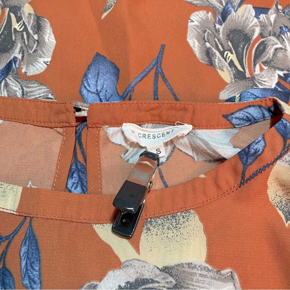 Crescent Burnt Orange Floral Dress, Size Small - Picture 3 of 5